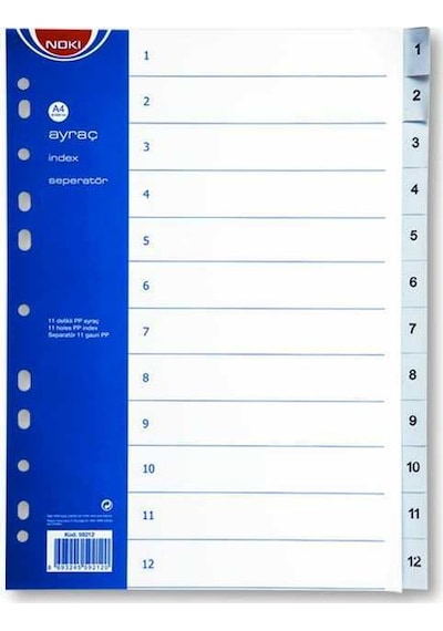 Noki Rakamlı 1-12 PP Ayraç Seperatör Beyaz