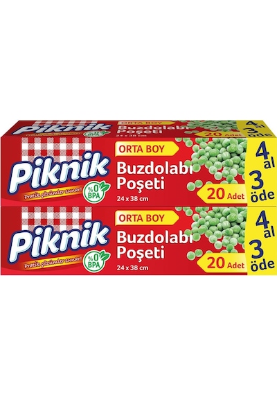 Piknik Buzdolabı Poşeti 4al3öde Orta 20'li