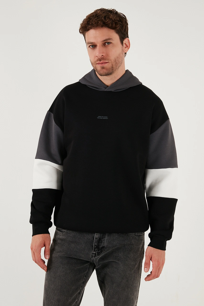 Buratti Pamuklu Relaxed Fit Kapüşonlu Içi Tüylü Yumuşak Şardonlu 2' Li Paket Erkek Sweat 5905299S2 Haki-Siyah