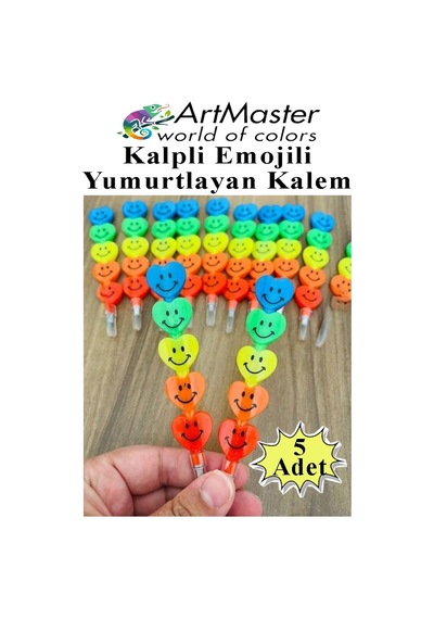 Kalpli Emoji Yumurtlayan Kurşun Kalem 5 Adet Eğlenceli Hediyelik Kurşun Kalem Gülen Yüzlü Kurşun Kalem Karne Hediyesi Çok Renkli