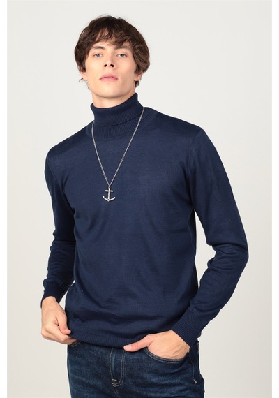 Tudors Slim Fit Dar Kesim Tam Boğazlı Yaka Düz Yün Erkek Kazak-23921 Lacivert Tudors Slim Fit Dar Kesim Tam Boğazlı Yaka Düz Yün Erkek Kazak-23921 Lacivert