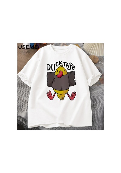 Tarzsokak Komik T Shirt Ördek Bant Baskı Pamuk Tee Erkek Kadın Rahat Tişörtleri Grafik Tees Üst Yaz Kıs 2936 Beyaz