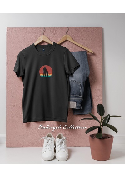 Oversize Babalar Günü 7 Özel Tasarımlı Unisex T-shirt Siyah