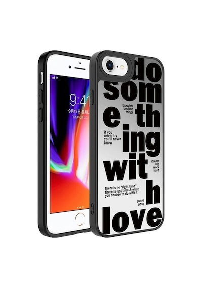 Apple Uyumlu iPhone Se 2022 Kılıf Aynalı Desenli Kamera Korumalı Parlak Zore Mirror Kapak Love