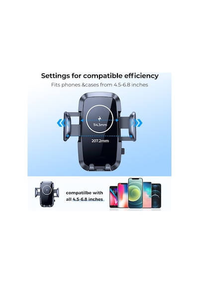 Hp-a04 15w Kablosuz Şarj Araba Telefon Tutucu Ayarlanabilir Cam V