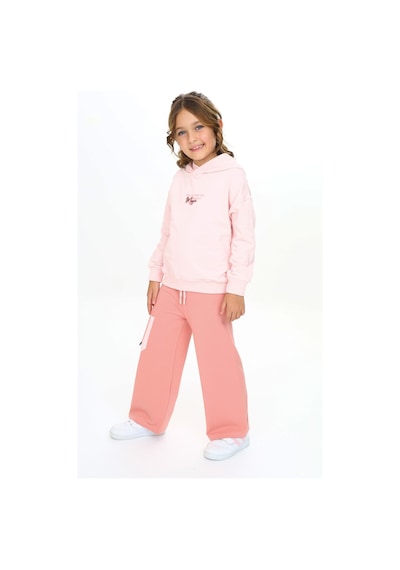 Toontoy Kids Toontoy Kız Çocuk Kapüşonlu Önü Yazı Baskılı Eşofman Takım Pudra