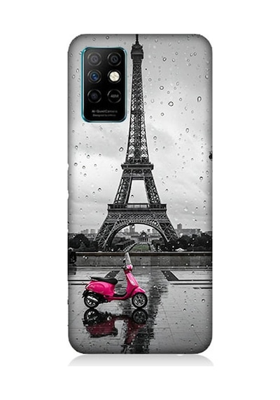 İnfinix Note 8i Uyumlu Yağmurda Eyfel Ve Scooter Desenli Silikon Kılıf Çok Renkli