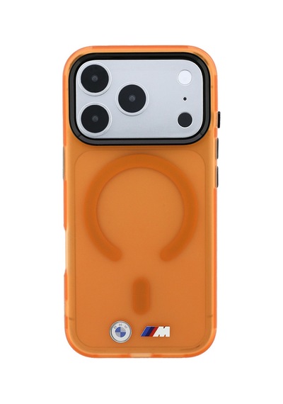 Apple iPhone Uyumlu 18 Pro Max Kılıf Bmw Lisanslı M-safeli Metal Buton Tasarımlı Buzlu Iml Baskılı Kapak Turuncu