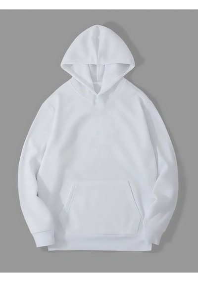 Harmandar Üç İplik Baskısız Unisex Beyaz Kanguru Cepli Kapüşonlu Sweatshirt Hoodie Beyazsweat Harmandar Üç İplik Baskısız Unisex Beyaz Kanguru Cepli Kapüşonlu Sweatshirt Hoodie Beyazsweat