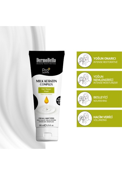 Milk Keratin Complex Onarıcı Ve Hacim Verici Saç Maskesi 200 Ml