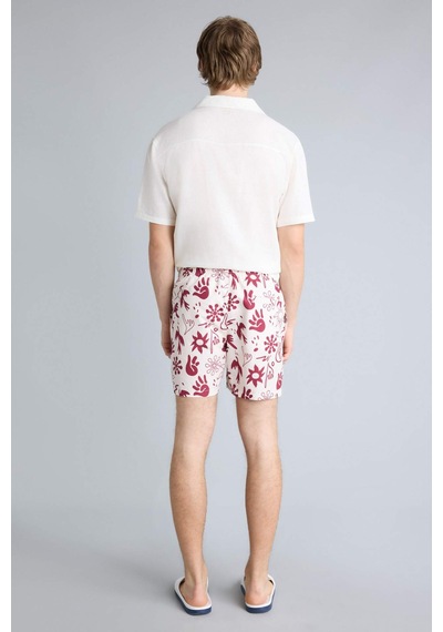 Defacto Baskılı File Astarlı Kısa Boy Deniz Şortu E1028ax26hsbr285 Bordo-br285
