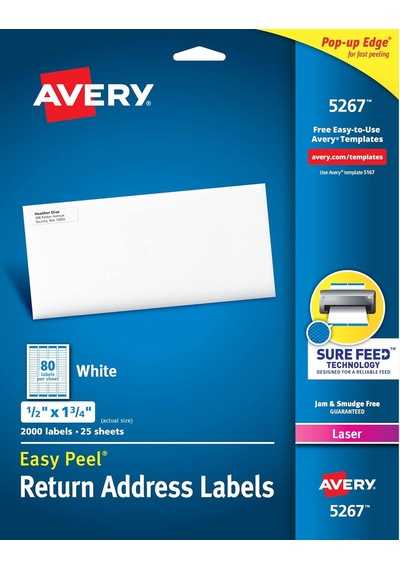 Avery Posta Adresi Etiketleri, Lazer Yazıcılar, 2.000 Etiket, 1/2 Diğer