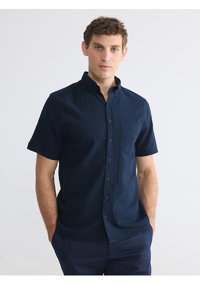 Lcwaıkıkı Classic Lacivert Regular Fit Armürlü Erkek Gömlek