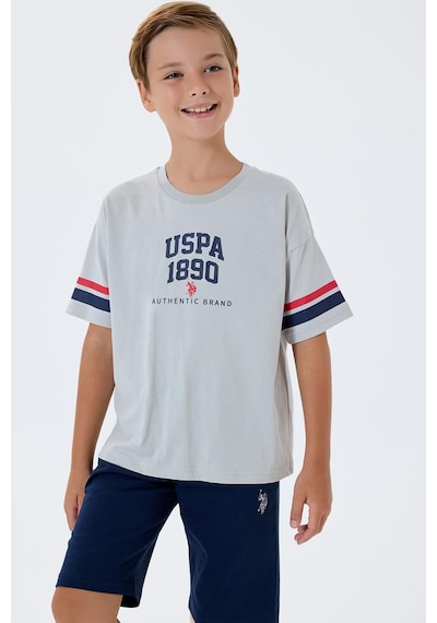 U.S. Polo Assn. Erkek Çocuk 2 Li Bermuda T-şhirt Takım Gri-2305 Gri