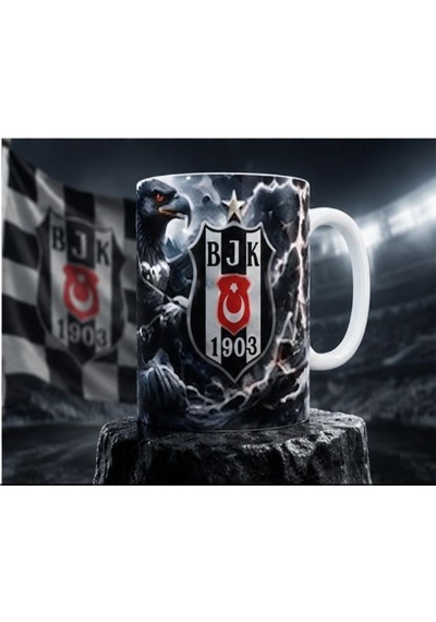 Beşik Taş Kara Kartal Kupa Bardak Siyah Beyaz Taraftar Kupası