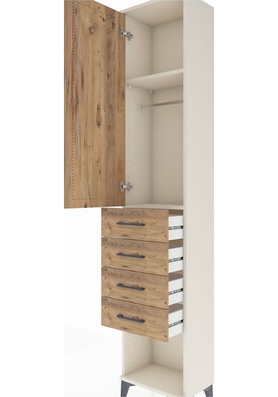 Arges Dolap 2 Raflı 4 Çekmeceli Tek Askılı 44x30x221 Aytaşı-çam Aytası