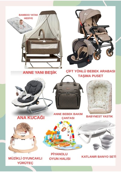 Turhanbebe Bebeğinizin Tüm İhtiyaçları Lüx Bebek Çeyiz Seti Plus Aktif Babynest Kahve