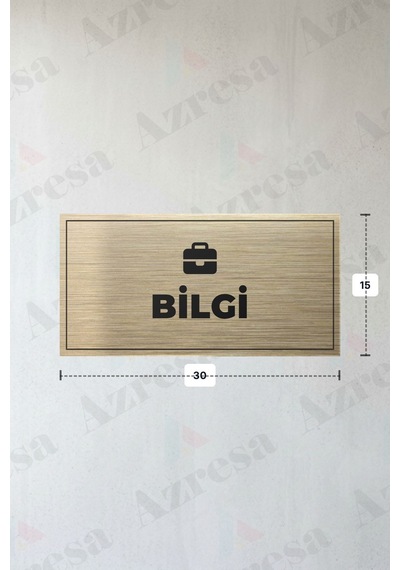 Bilgi Yazılı - Metal - Gold Renk - Kapı İsimliği - 30x15 Cm Bilgi Yazılı - Metal - Gold Renk - Kapı İsimliği - 30x15 Cm