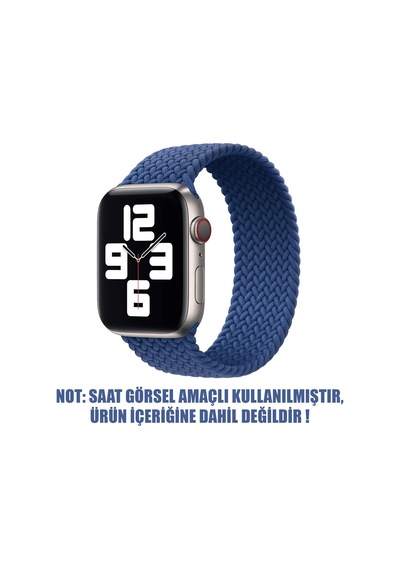 Apple Watch Se 44mm İçin Kordon, Large Size, 160mm Knitted Fabric Single Loop Mavi Watch Se 44mm İle Uyumlu Kordon - Mavi Çok Renkli