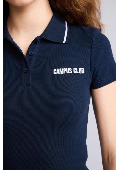 Defacto Fıtted Polo Yaka Ribana Tişört H1086ax26spnv146 Lacivert-nv146