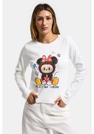 Itsbasic Kadın Kırık Beyaz W5 Baskı Desenli Sweatshirt
