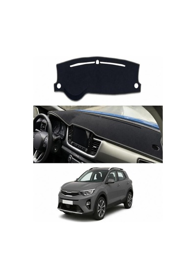 Kia - Stonic 2017+ Uyumlu Torpido Koruma Kılıfı - Gri Şeritli
