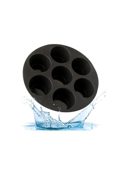 Airfryer Silikon Muffin Kek Kalıbı 7 Gözlü Kek Ve Çörek Pişirme Kabı Dondurma Kalıbı Siyah Silikon S Diğer