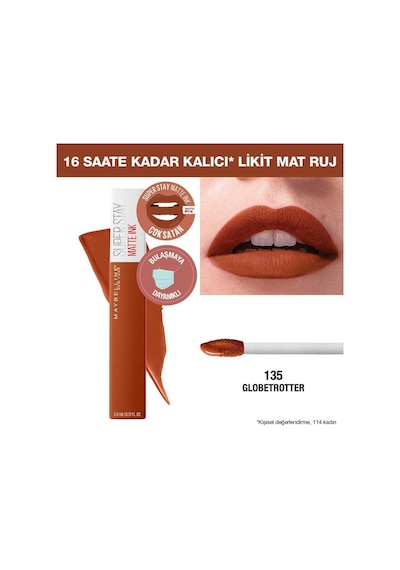 Super Stay Matte Ink City Edition Likit Mat Ruj - 135 Globe-trotter 115 Peppy