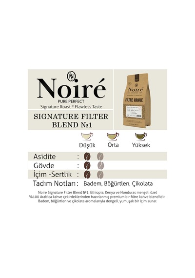 Noire Signature Filter Blend 1 1000g %100 Arabica Blend Çekirdek Kahve