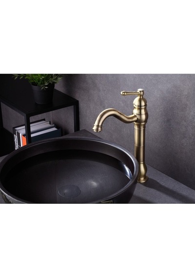 İsaoğlu Yapı Mat Gold Çanak Lavabo Bataryası Polina Lavabo Musluğu Mat Altın Lavabo Bataryası Gold