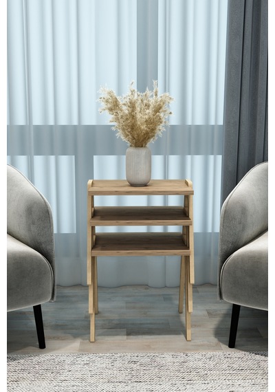 Atlantik Çam Modern 3'lü Zigon Sehpa Takımı - Fonksiyonel Salon Sehpası Diğer