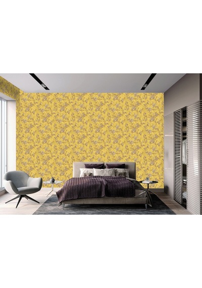 Tropicano Çiçek Desenli Trend Duvar Kağıdı 9914-4, Sarı Ce, Iso 9001, Iso 10002
