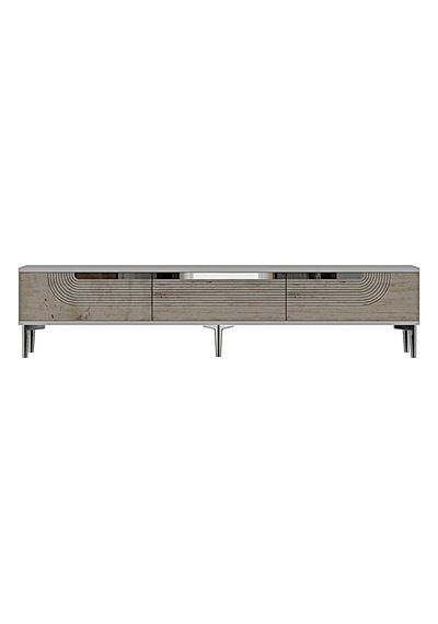 Tsa1805bts Meyra Tv Sehpası Beyaz-traverten-sılver 180cm Beyaz - Traverten - Gümüş