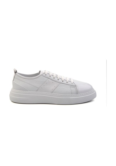 Bambi Beyaz Hakiki Deri Erkek Sneaker E01083018003 Beyaz