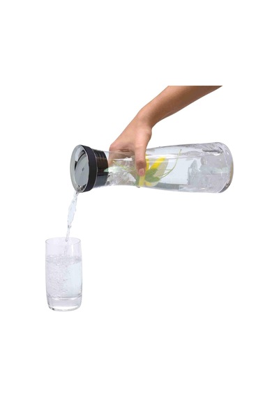 Basic Cam Sürahi, 1 L, Silikon Kapaklı, Closeup Kapak Sistemli, Cam Su Sürahisi