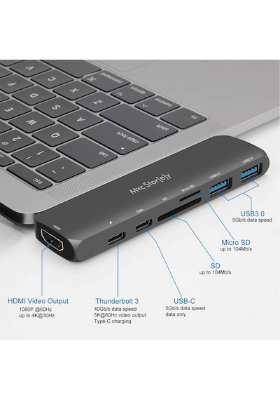 Apple Uyumlu MacBook Pro 14 16 M1 M2 M3 M4 Ve Air 13 15 M1 M2 M3 M4 Type C Hub 7 İn 1 Hdmı 100w Pd Çoklayıcı
