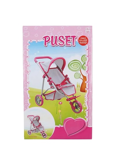 Pembe Gri 3 Tekerlekli Puset Konforlu Taşıma