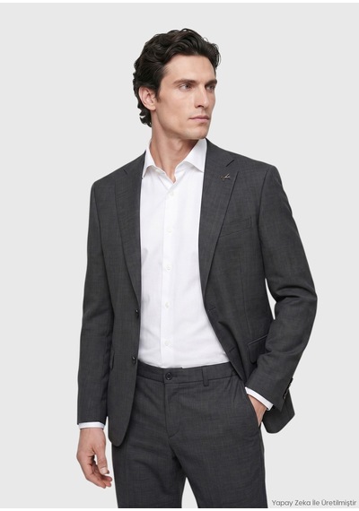 Ramsey Antrasit Modern Fit Yün Karışımlı Takım Elbise