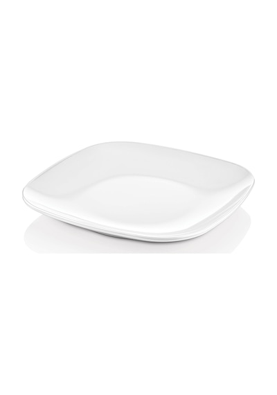 12 Adet Melamin Kare Oval Köşeli Beyaz Servis Tabağı - Tatlı Ve Sunum Tabağı 25 Cm