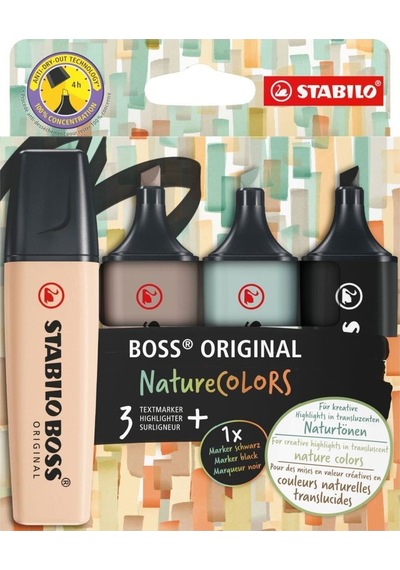 Stabilo Boss Nature Colors 4 Renk 70 4 2 5 Yeni Doğal Renkler Serisi Siyah