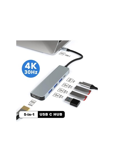 5in1 Type-c To Usb Hub 5 Port Çoklayıcı Laptop Macbook Air İçin Uyumlu Çoğaltıcı Usb 3.0/hdmı/t