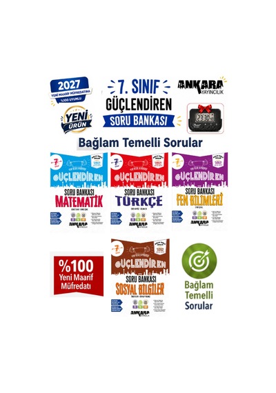2027 7.sınıf Güçlendiren M-t-f-s %100 Maarif Bağlam Temelli Yeni Müfredat Soru Bankası Seti+kronometre 4 Kitap