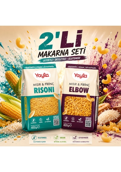 Yayla Mısır Pirinç Risoni + Mısır Pirinç Elbow 400 Gr