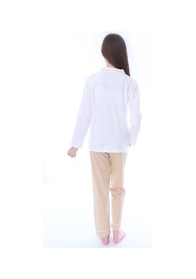 Zuzunga Ekru-bej Çiçek Baskılı Biyeli Düğmeli %100 Pamuk Kız Çocuk Pijama Takımı Ekru - Bej Zuzunga Ekru-bej Çiçek Baskılı Biyeli Düğmeli %100 Pamuk Kız Çocuk Pijama Takımı Ekru - Bej