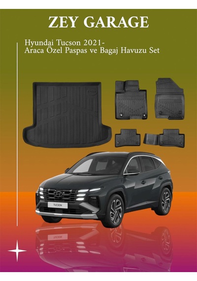 Hyundai Tucson 2021- Uyumlu Araca Özel Lüx 4d Paspas Ve Bagaj Havuzu Set