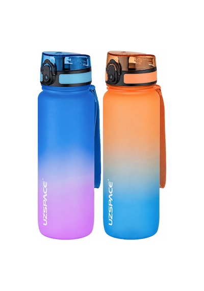 Uzspace 2'li Tritan Matara Seti 800 Ml Çift Renk Softtouch Ff Collection Tritan Su Matarası Mavipembe-turuncumavi