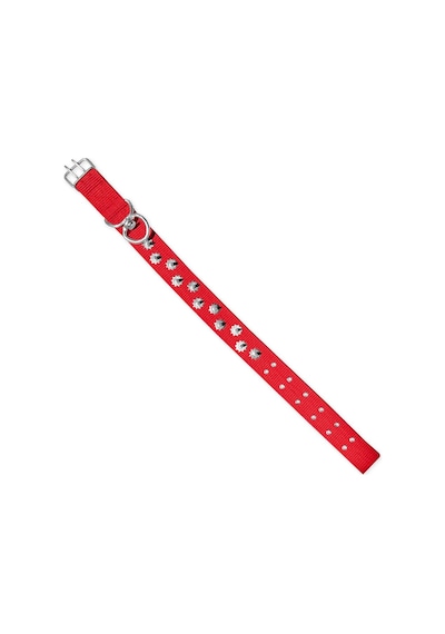 Savex Dokuma Çivili Köpek Boyun Tasması Kırmızı 5 80 Cm Fosforlu Sarı