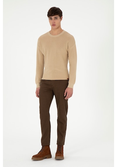 U.S. Polo Assn. Erkek Regular Fit Bisiklet Yaka Kum Basic Kazak 50298267-VR085