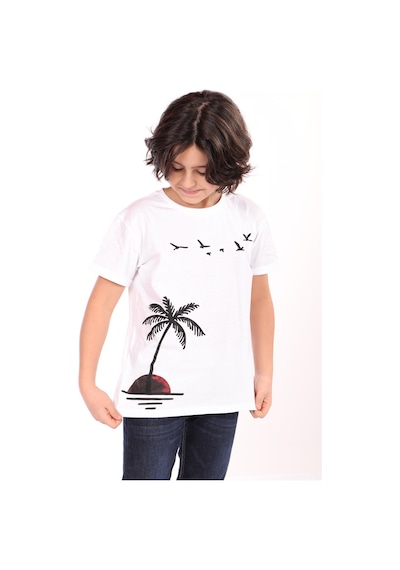 Toontoy Kids Toontoy Erkek Çocuk Baskılı Tişört Beyaz