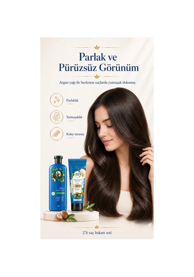Onarıcı Argan Yağı Şampuan 250ml + Saç Kremi Beach 200ml Bakim Seti